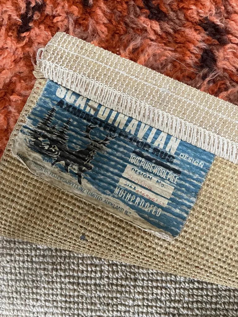 Rare NZ FELTEX “Scandinavian Design” Mid Century Wool Rug Image 1++
