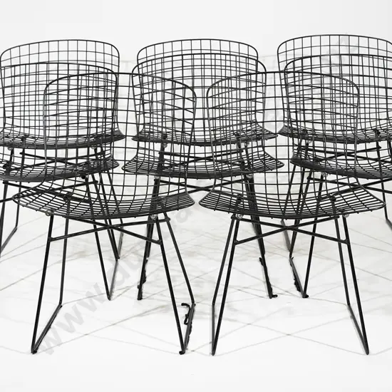 A Set of Eight Vintage Bertoia Style Wire Side Chairs