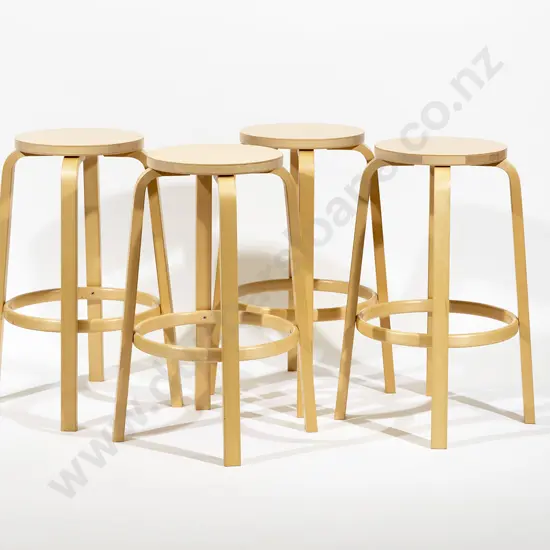 Alvar Aalto Set of Four Artek 64 Birch Bar Stools