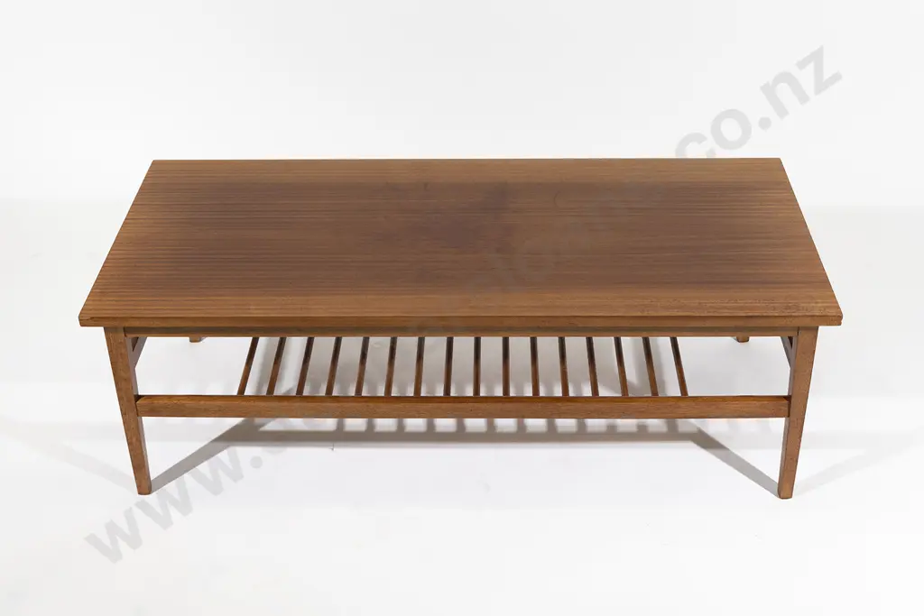 Mid-Century Teak Coffee Table With Magazine Rack Image 1++