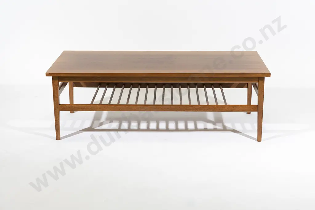 Mid-Century Teak Coffee Table With Magazine Rack Image 1++