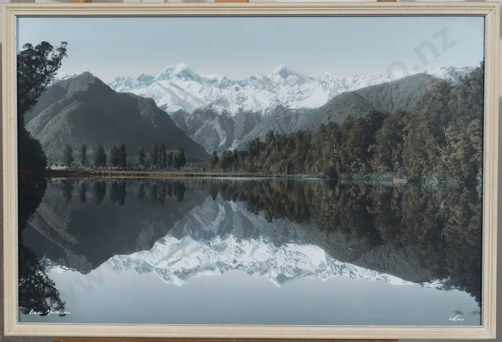Whites Aviation Hand Coloured Photo of Lake Matheson Image 1++