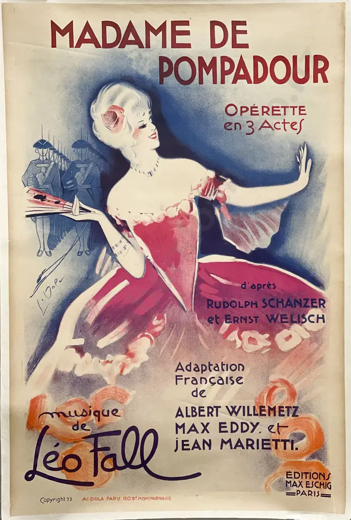 Vintage Parisan Poster 'Madame De Pompadour'1933 Image 1++