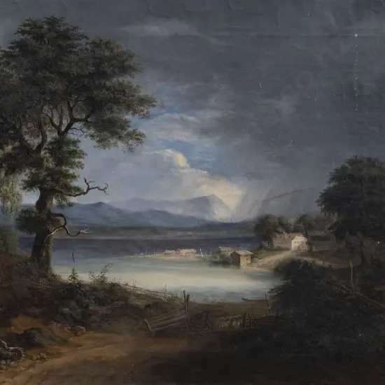 Unknown Artist In The Manner Of Pether- 19th Century Rural Lake Scene with Shepard