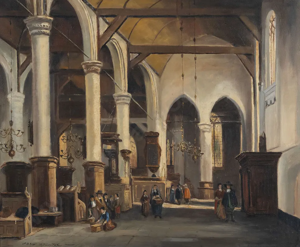 Figures in Dutch Church Interior Image 1++