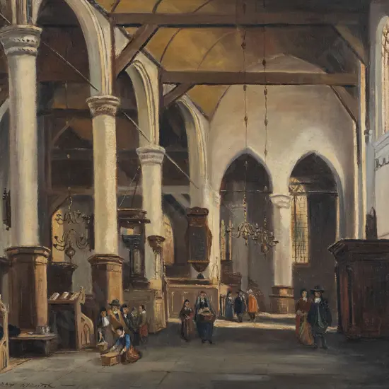 Figures in Dutch Church Interior