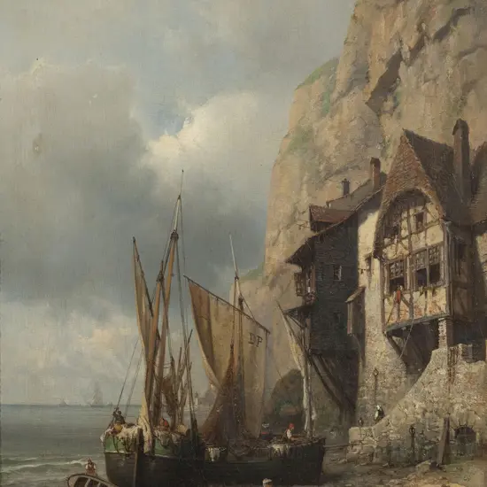 Tony-Francois de Bergue - Fishing Boats on Shore