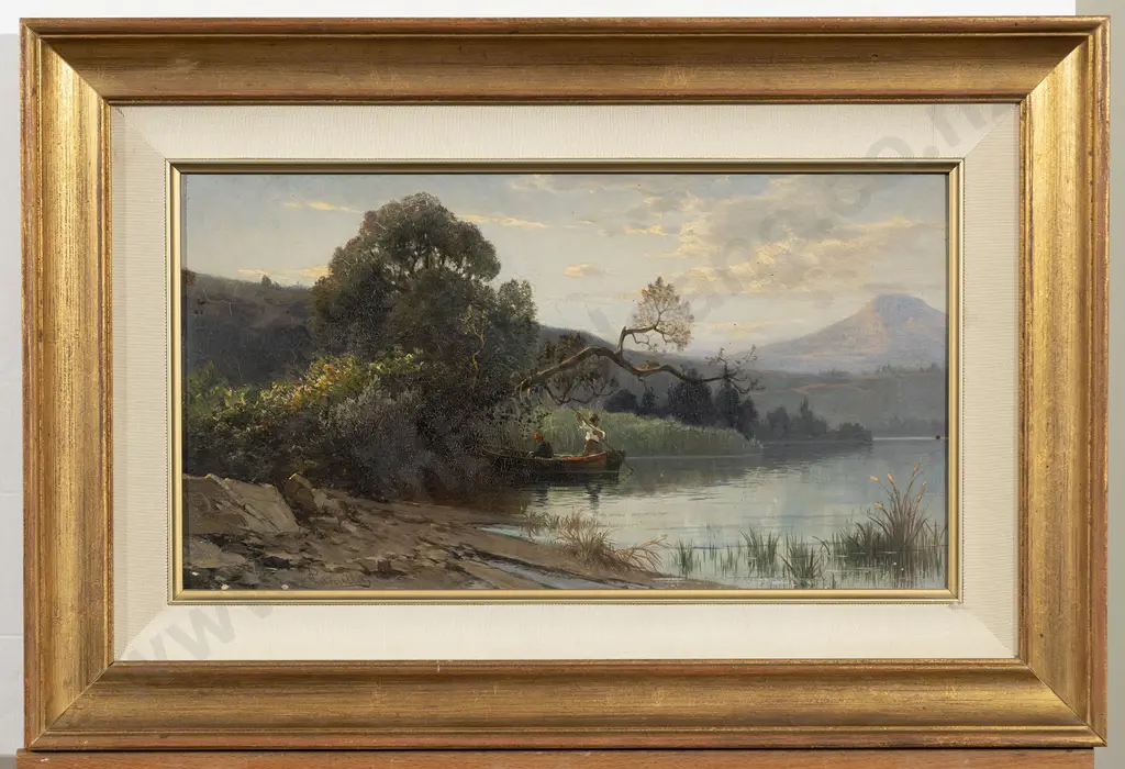 Oil Painting of River Landscape with Punt Image 1++