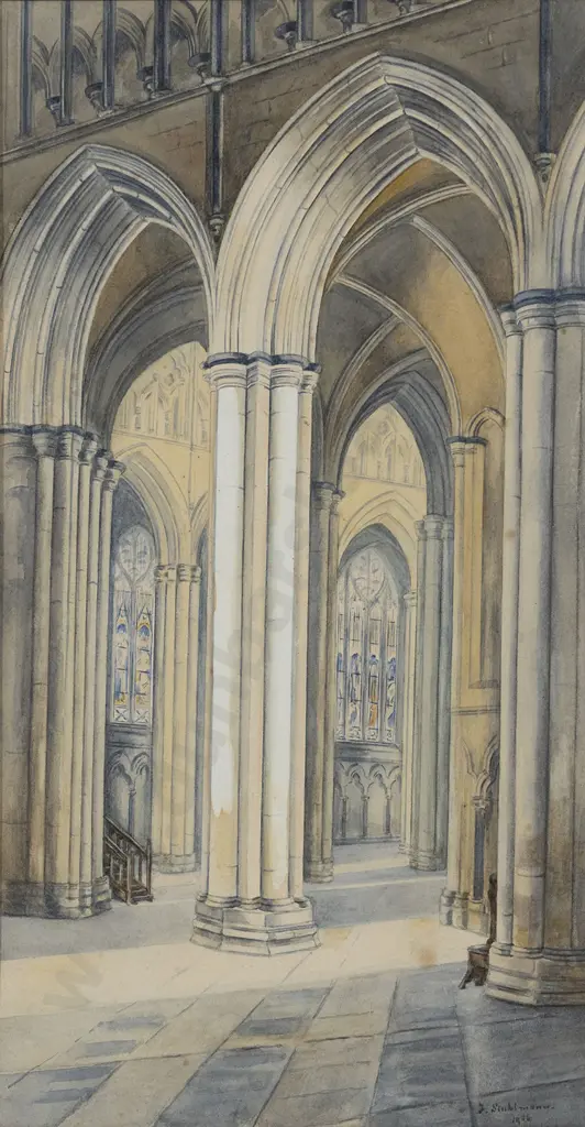 Watercolour of Church Interior Image 1++