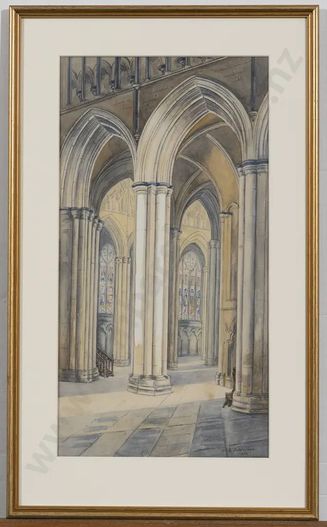 Watercolour of Church Interior Image 1++