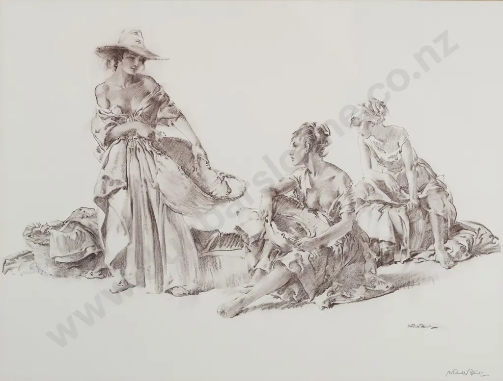 Sir William Russel Flint Signed Reproduction Print - Group of Idlers Image 1++