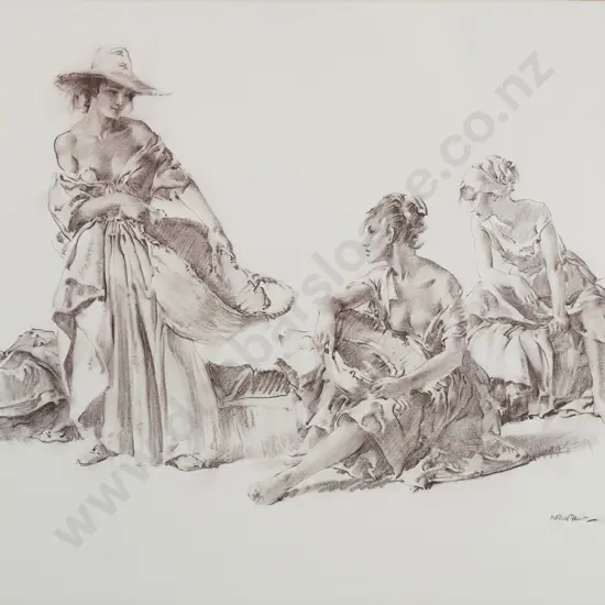 Sir William Russel Flint Signed Reproduction Print - Group of Idlers