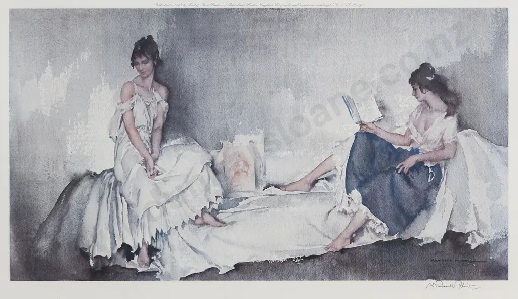 Sir William Russell Flint Colour Reproduction Print - Interlude Image 1++