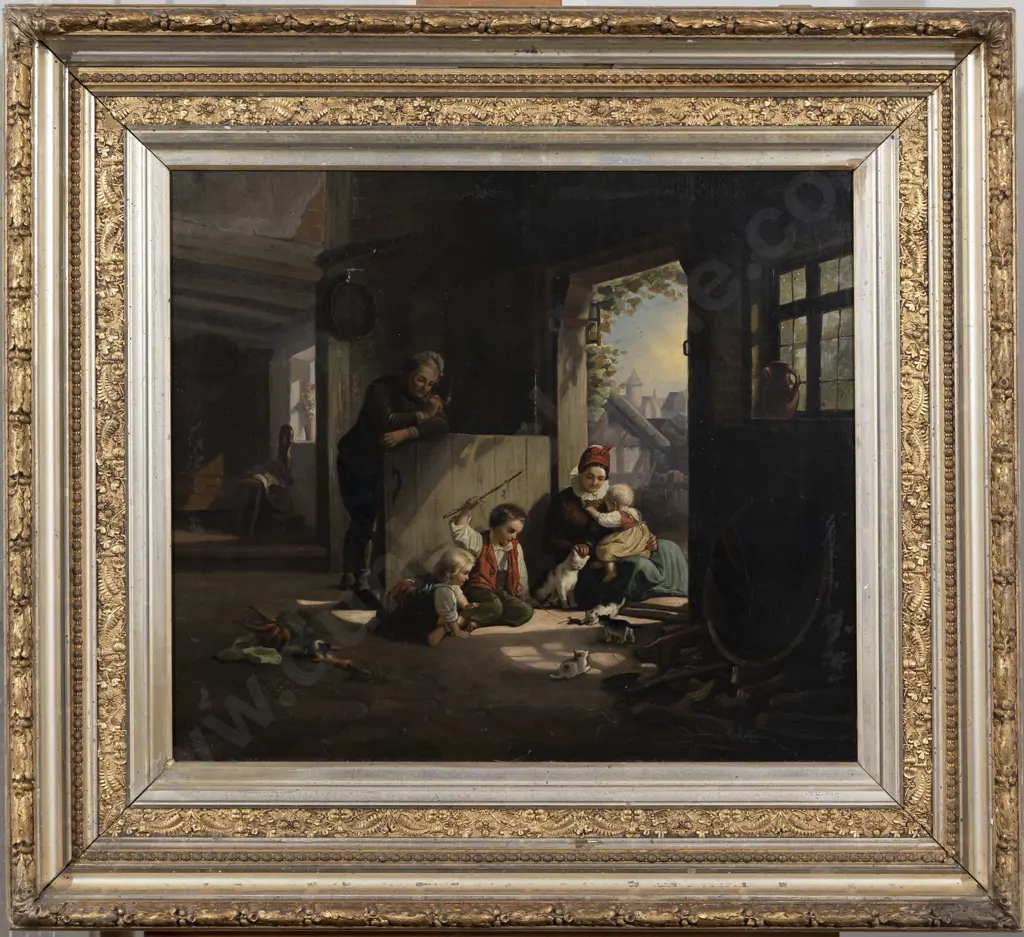 Dutch Family Scene with Kittens - In the style of Bernard Pothast Image 1++
