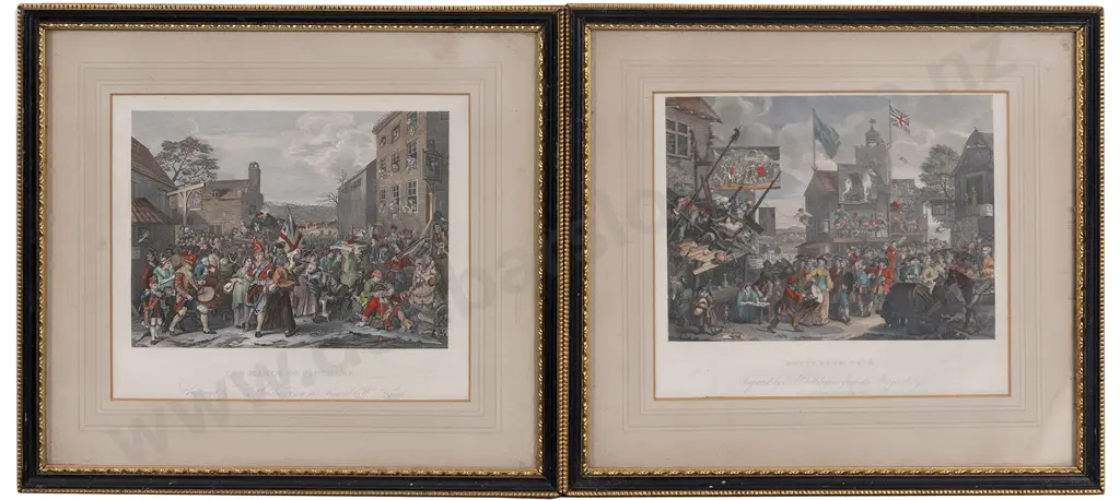 Two George Baxter prints and two engravings after William Hogarth Image 1++
