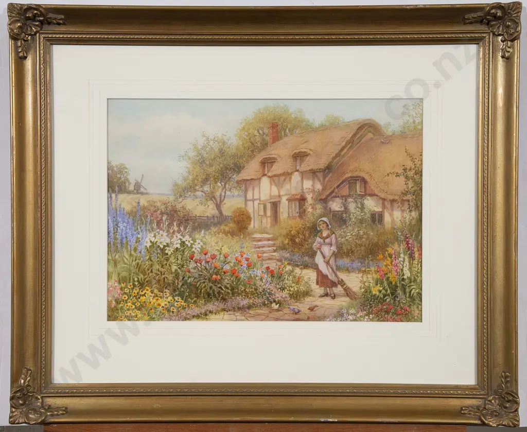 William Affleck - Dutch Peasant Girl with Thatched Cottage Image 1++