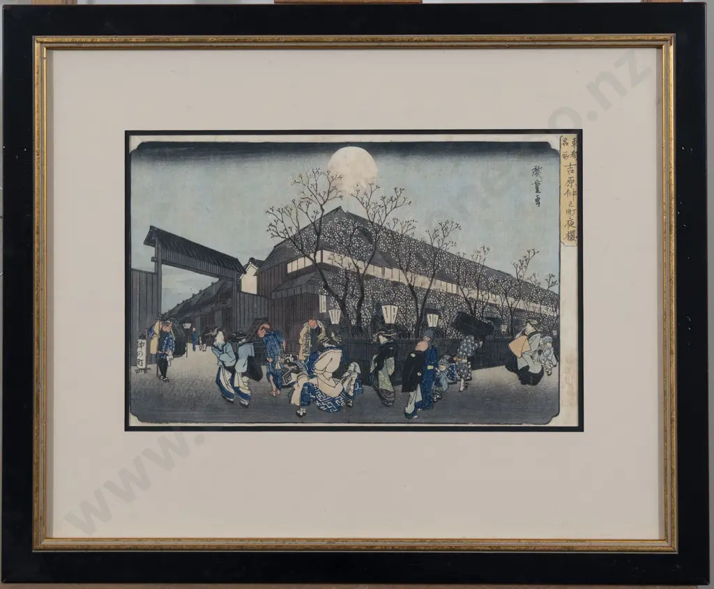 Two Antique Japanese Utagawa Hiroshige Woodblocks Image 1++