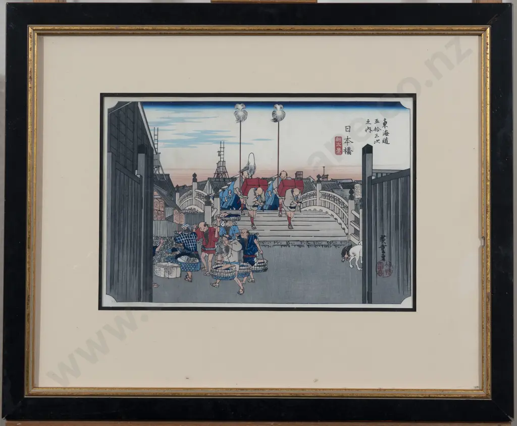 Two Antique Japanese Utagawa Hiroshige Woodblocks Image 1++