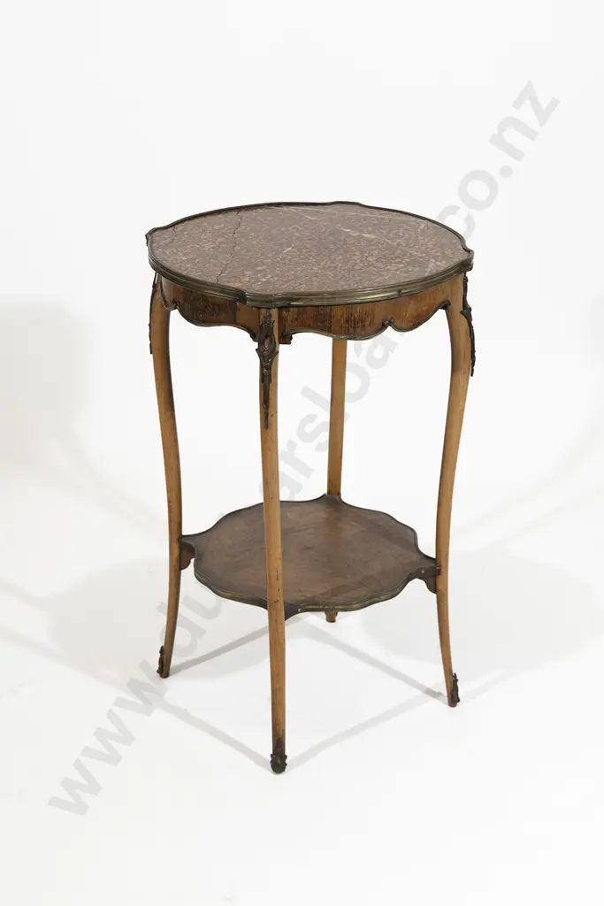 C19th French Rosewood & Gilt Metal Marble Top Etagere Image 1++