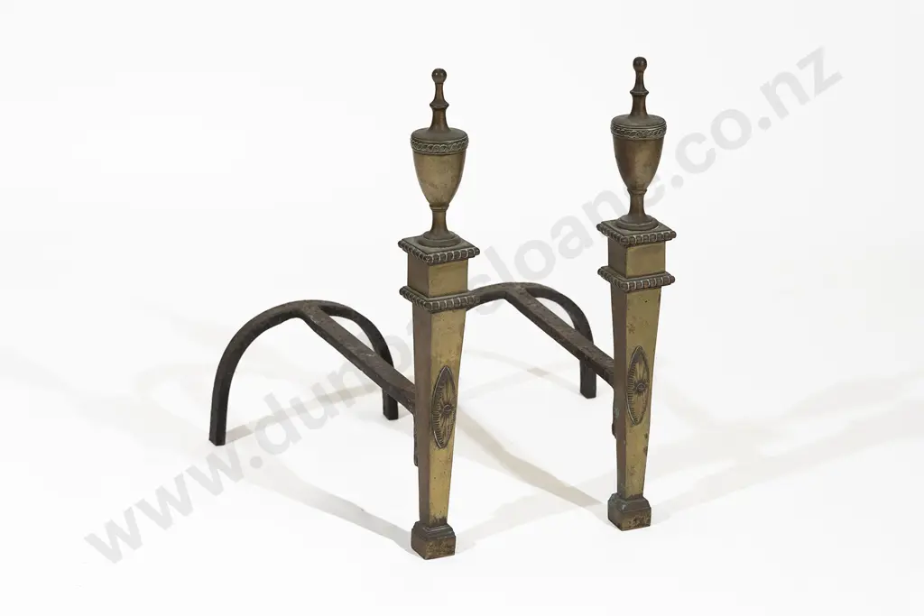 Pair of C19th Cast Iron & Brass Fire Dogs Image 1++