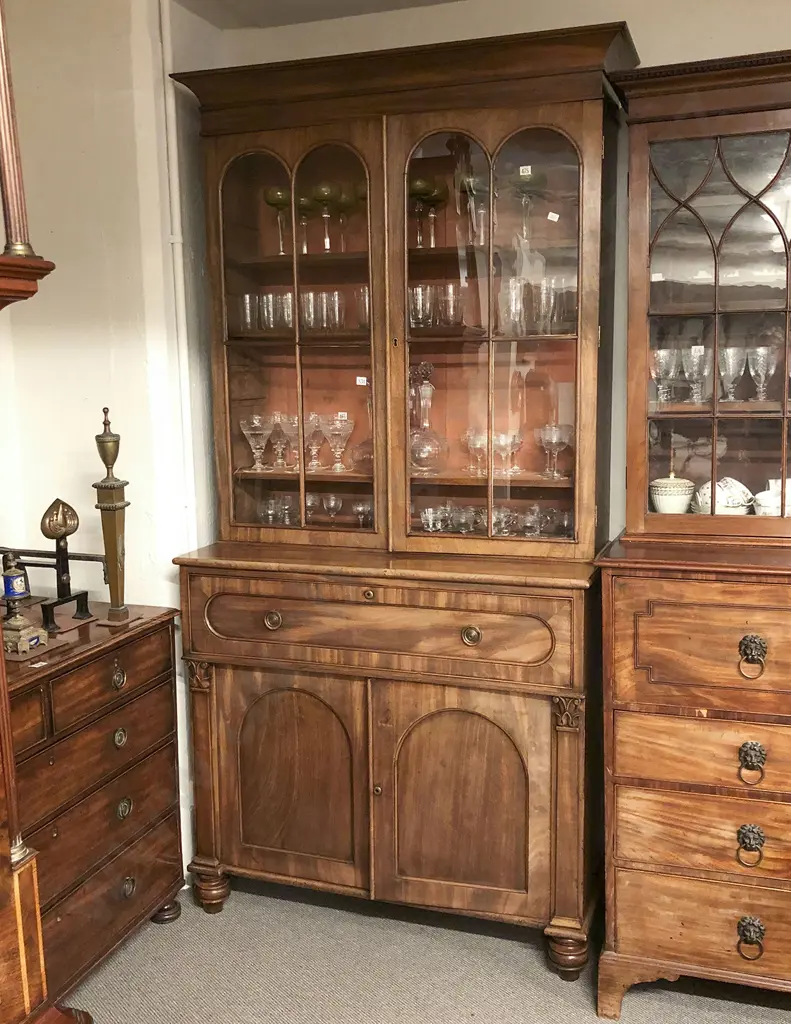 Wm IV Mahogany Secretaire Cabinet Bookcase Image 1++