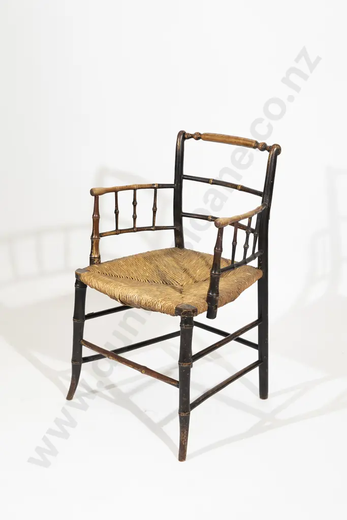 Geo III Stained Simulated Bamboo Open Armchair Image 1++