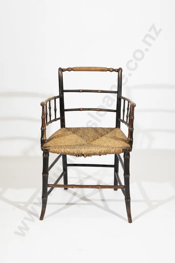 Geo III Stained Simulated Bamboo Open Armchair Image 1++