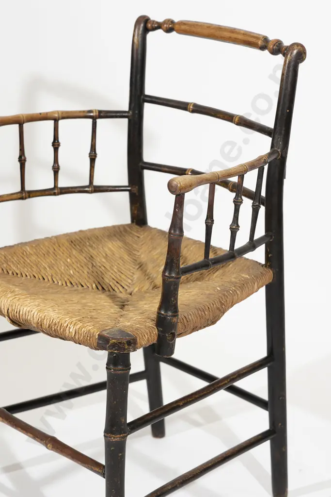 Geo III Stained Simulated Bamboo Open Armchair Image 1++