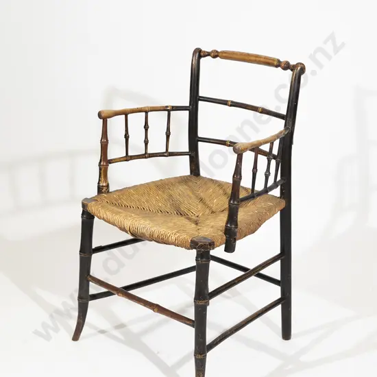 Geo III Stained Simulated Bamboo Open Armchair