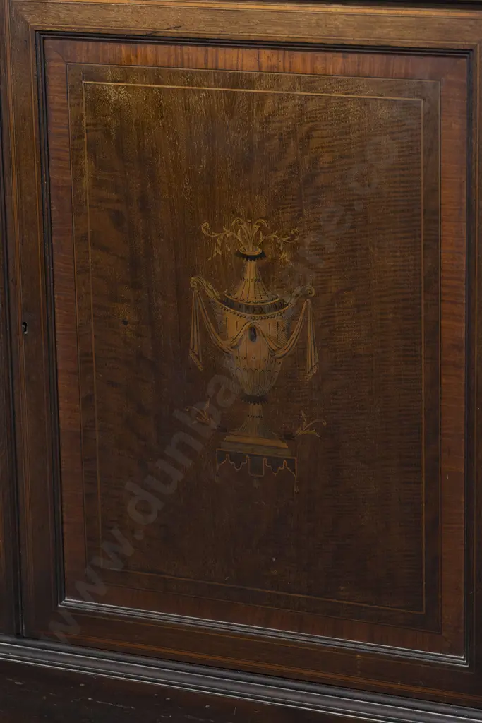 C19th Mahogany & Marquetry Cabinet Bookcase Image 1++
