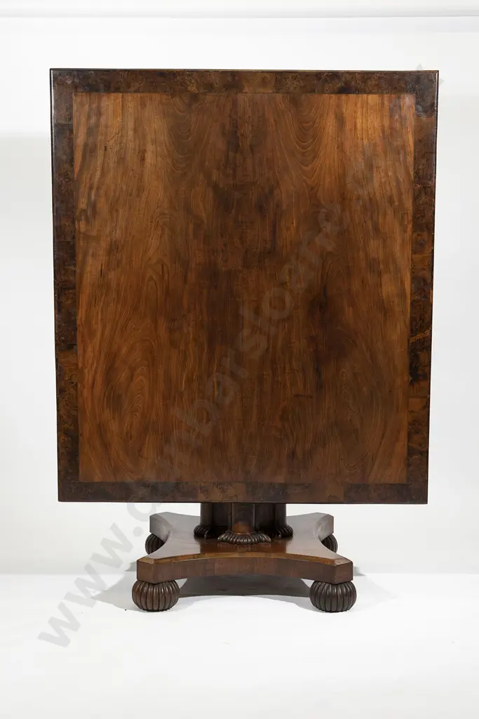 Fine Quality Wm IV Mahogany & Burr Walnut Crossbanded Snap Top Breakfast Table Image 1++