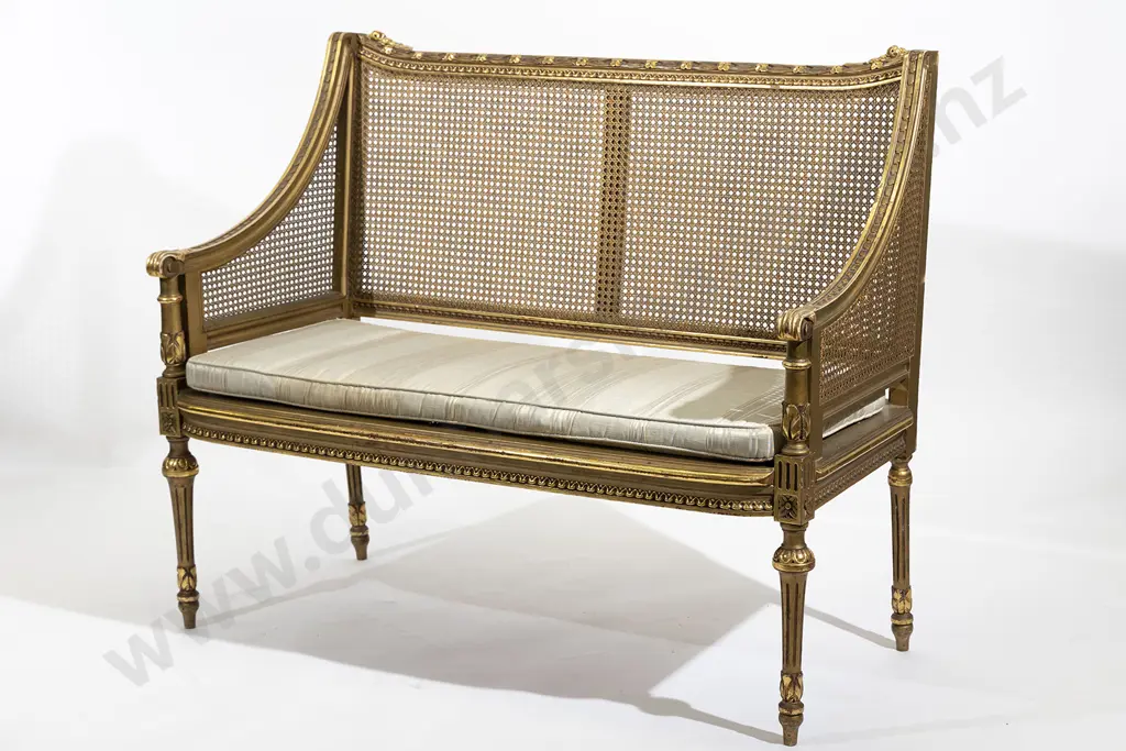 C19th French Gilded Bergere Salon Settee Image 1++