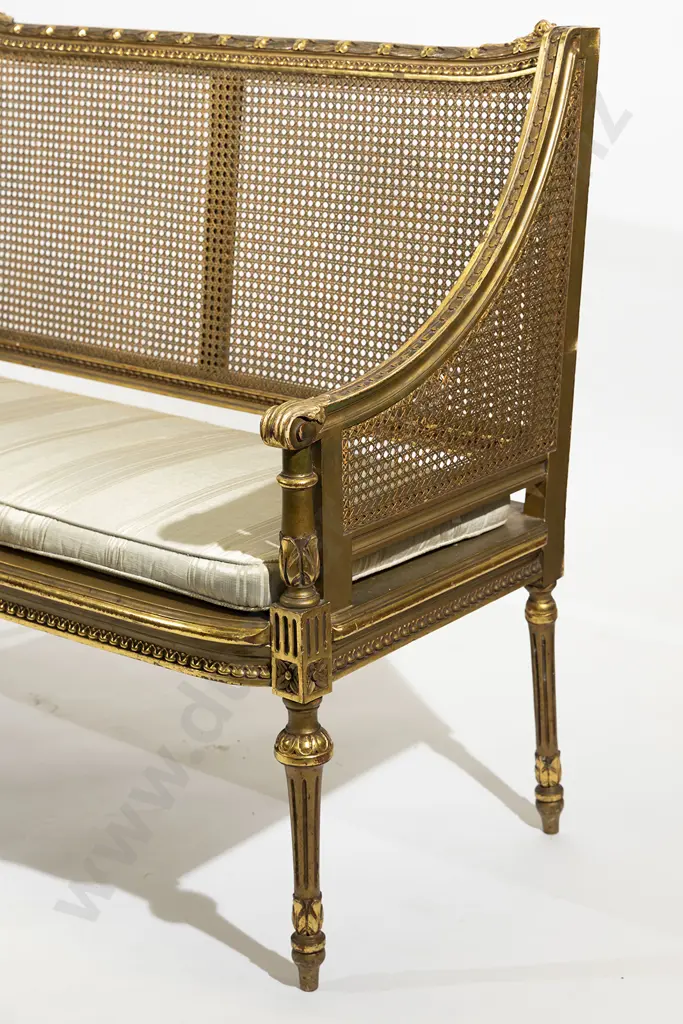 C19th French Gilded Bergere Salon Settee Image 1++