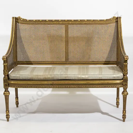 C19th French Gilded Bergere Salon Settee