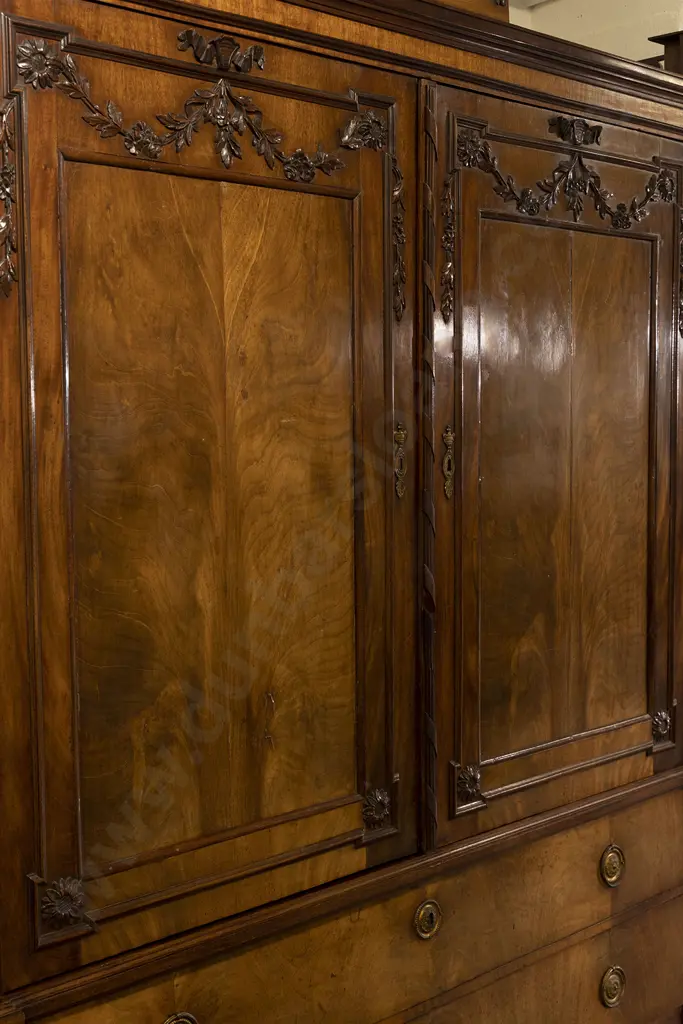 Late C18th/Early C19th Dutch Empire Mahogany Linen Press Image 1++