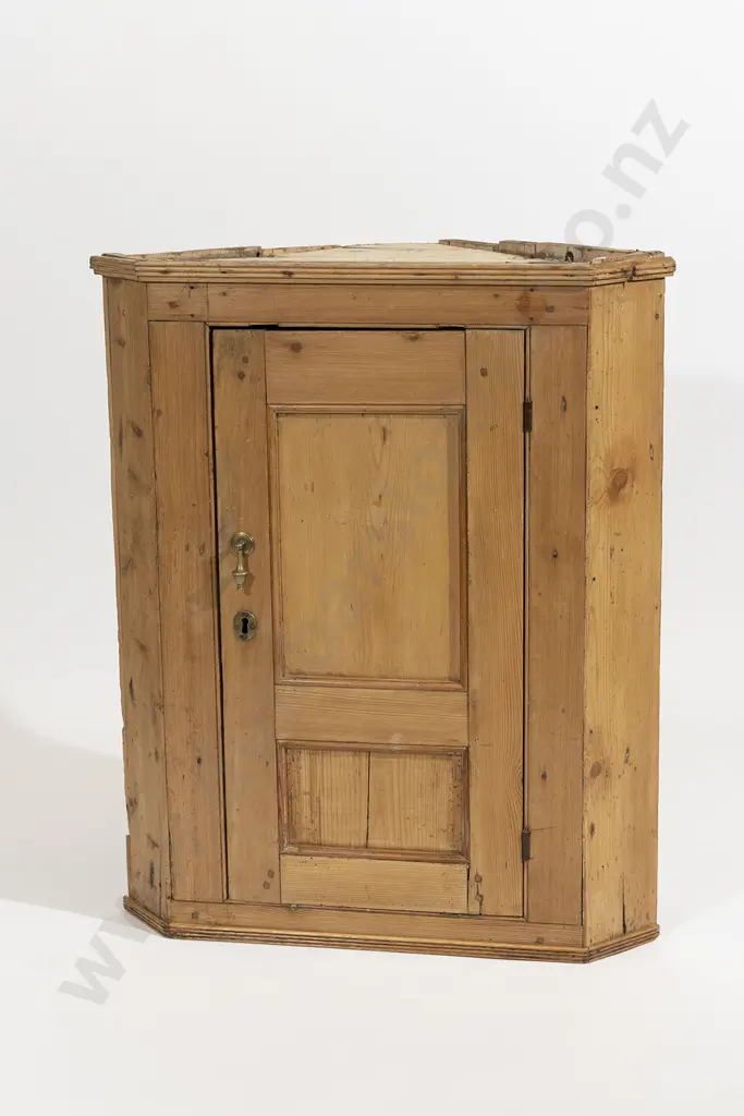 Geo III Stripped Pine Hanging Corner Cupboard Image 1++