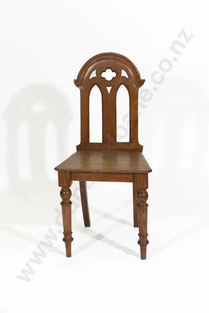 Victorian Pitch Pine Gothic Hall Chair Image 1++