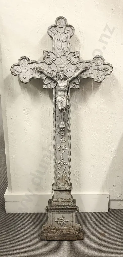 C19th French Cast Metal & Painted Crucifix with Corpus Image 1++