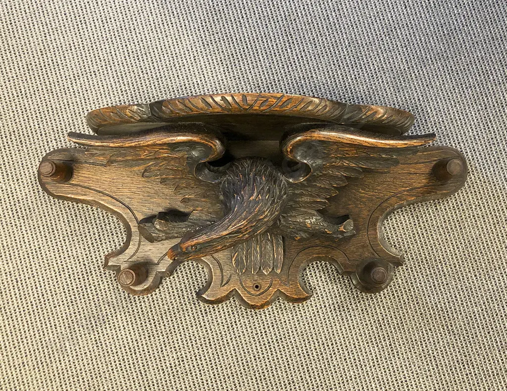 Late Vict Oak Eagle Hanging Coat Rack Image 1++