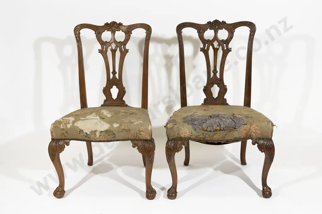 A Pair of Victorian Chippendale style Chairs Image 1++