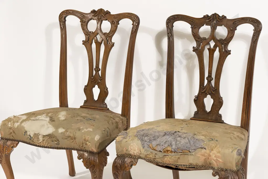 A Pair of Victorian Chippendale style Chairs Image 1++