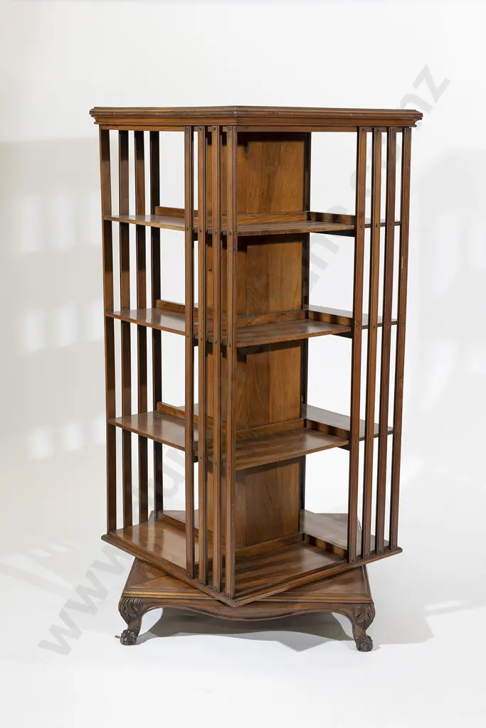 Large Edwardian Walnut Revolving Bookcase Image 1++