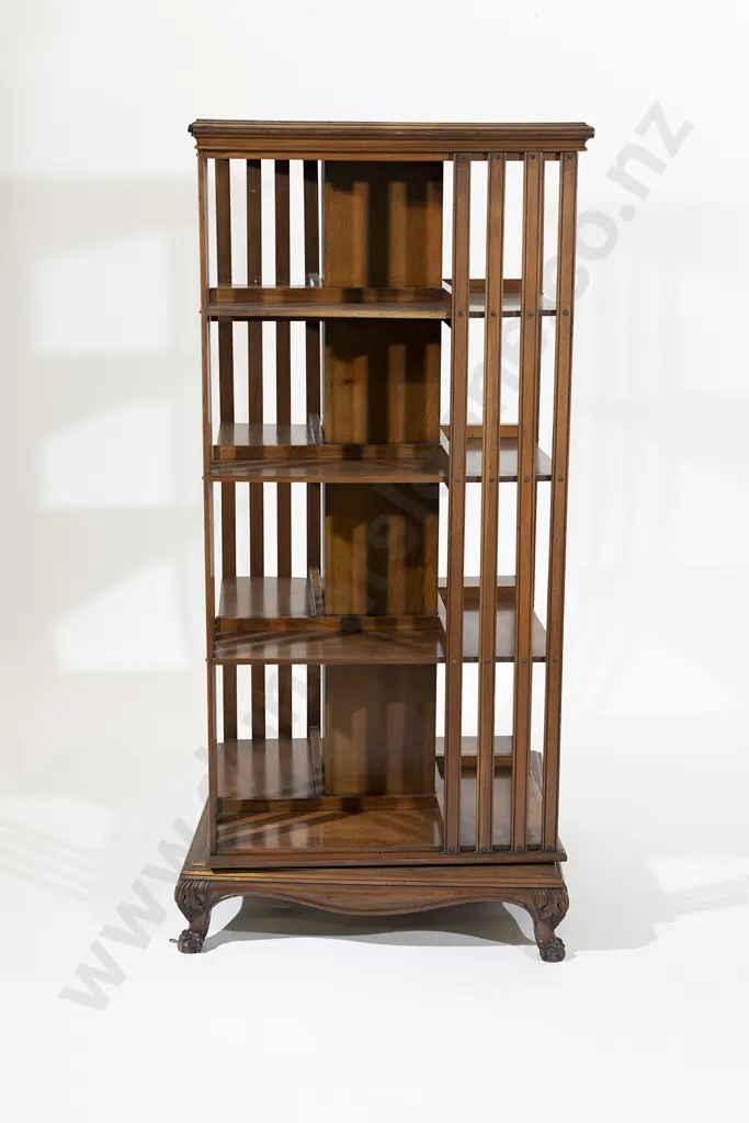 Large Edwardian Walnut Revolving Bookcase Image 1++