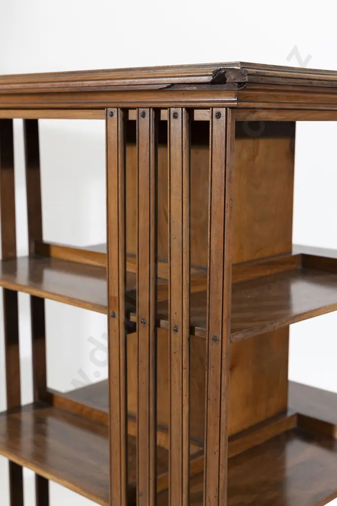Large Edwardian Walnut Revolving Bookcase Image 1++