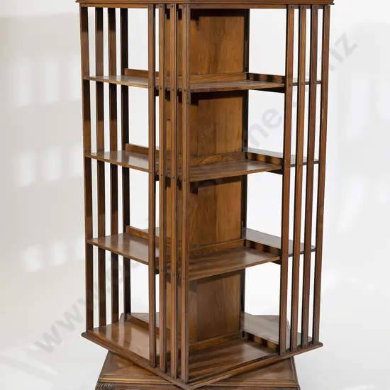 Large Edwardian Walnut Revolving Bookcase
