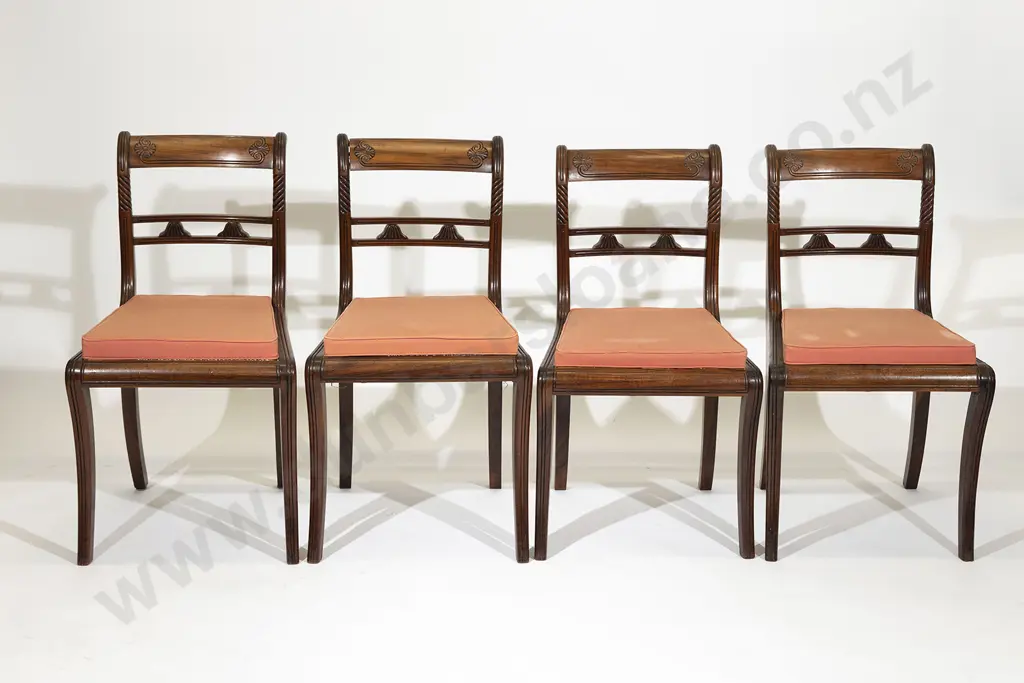 Set of Four Regency Mahogany Dining Chairs Image 1++