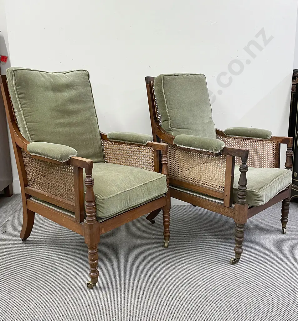 Pair of William IV Bergère library chairs Image 1++