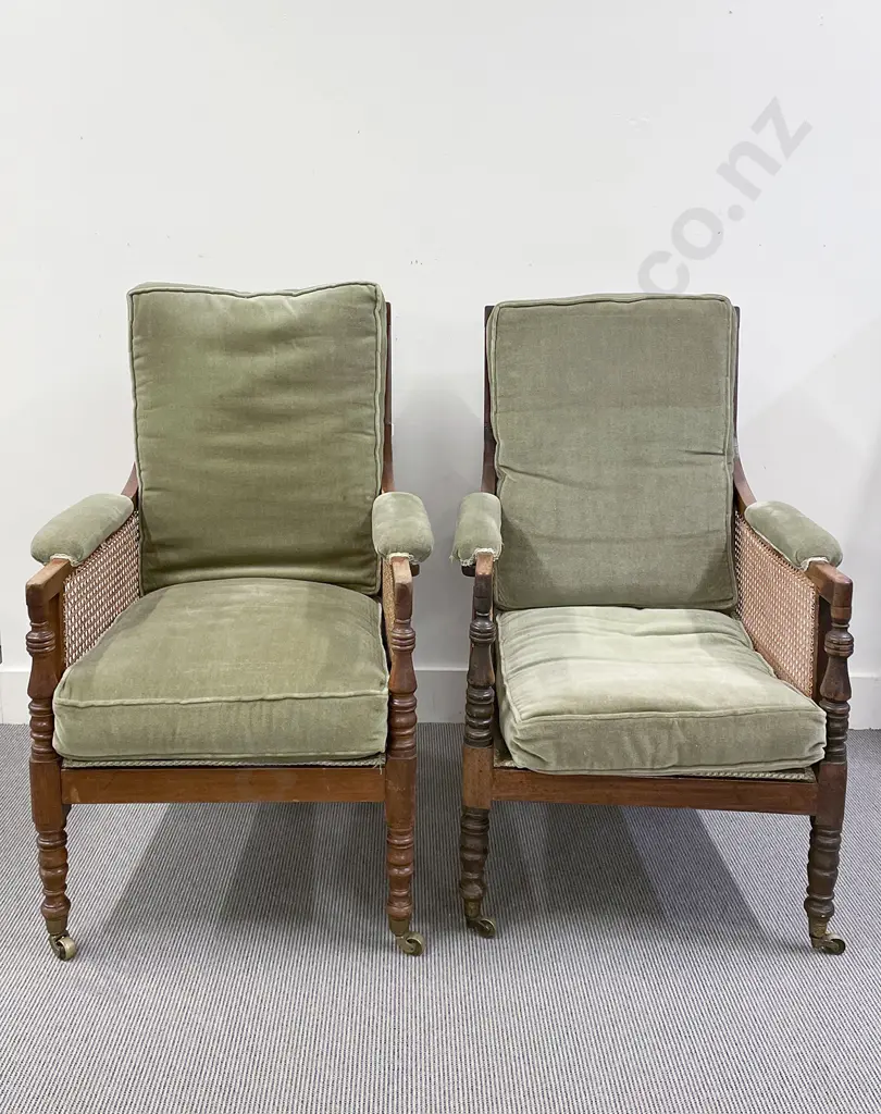 Pair of William IV Bergère library chairs Image 1++