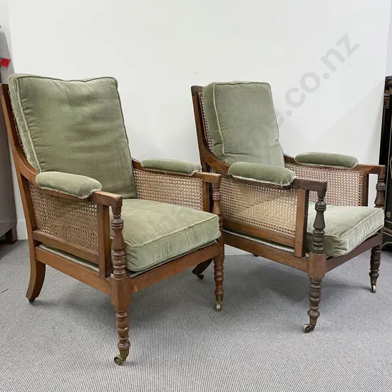 Pair of William IV Bergère library chairs