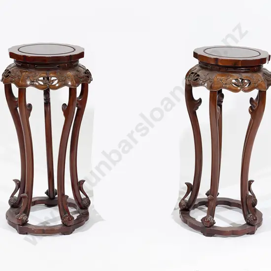 Pair Chinese Rosewood Plant Stands